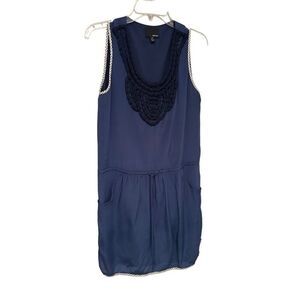 Greylin navy silk shift dress